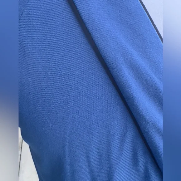 BCBG MaxAzaria Blue Long Sleeves Dress Medium Black Trim - Picture 3 of 14